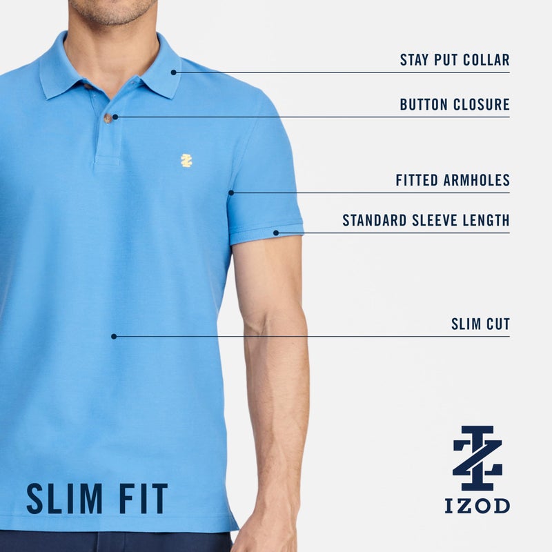 IZOD Men's Slim-Fit Advantage Performance Short-Sleeve Solid Polo Shirt, Black, XX-Large - Image 3